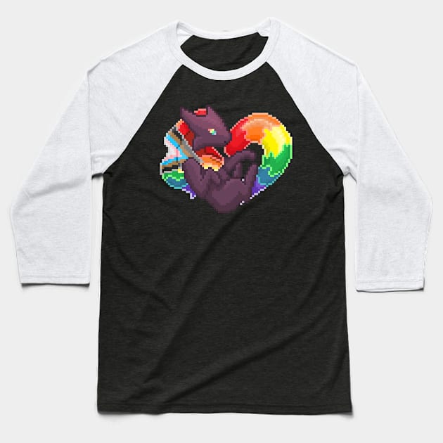 Progress Pride Pixel Heart Melog Baseball T-Shirt by HauntedByCatra